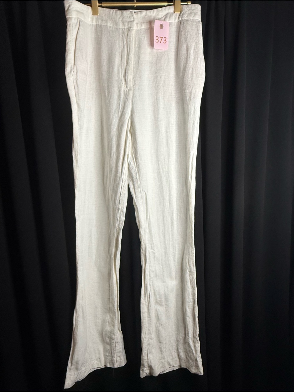 Zara White Linen-Blend Wide-Leg Pants